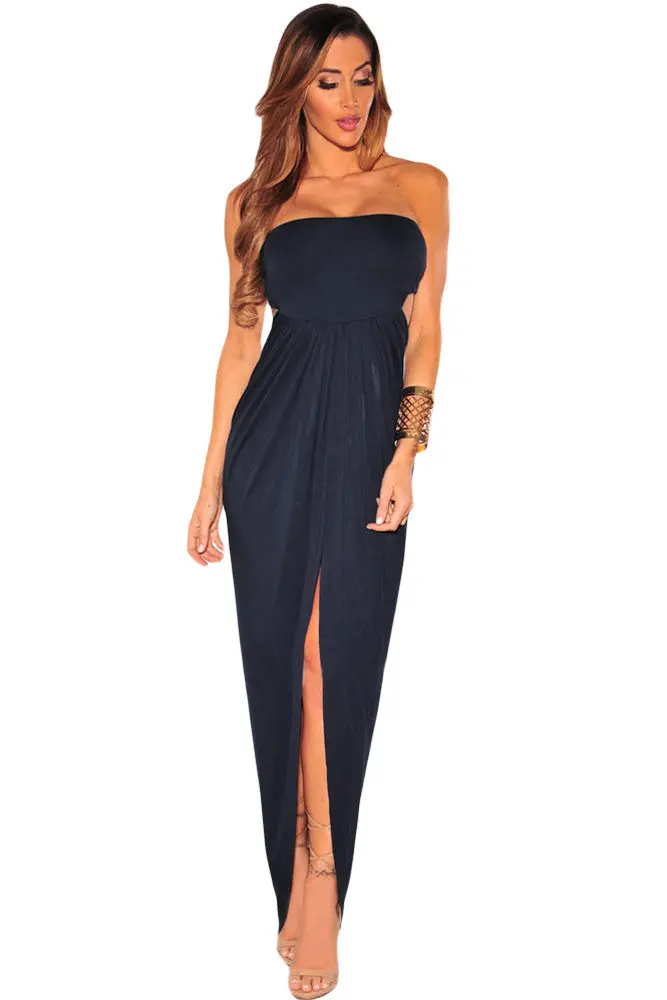 S Off Shoulder Casual Maxi Dress Elegant Long Dress For Party Nary Blue Cute Long Beach Tunic Dress 7