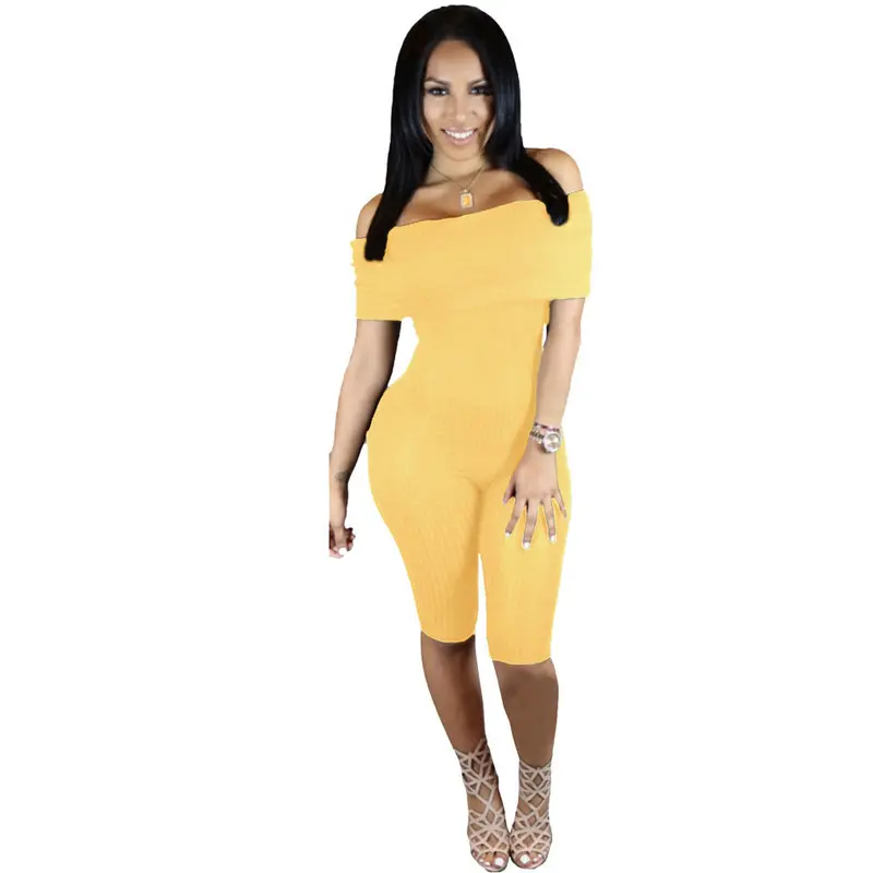 S Off Shoulder Jumpsuit Knee-Length Rompers Jumpsuit Skinny Slash-Neck Red Shorts Jumpsuits 64066 7