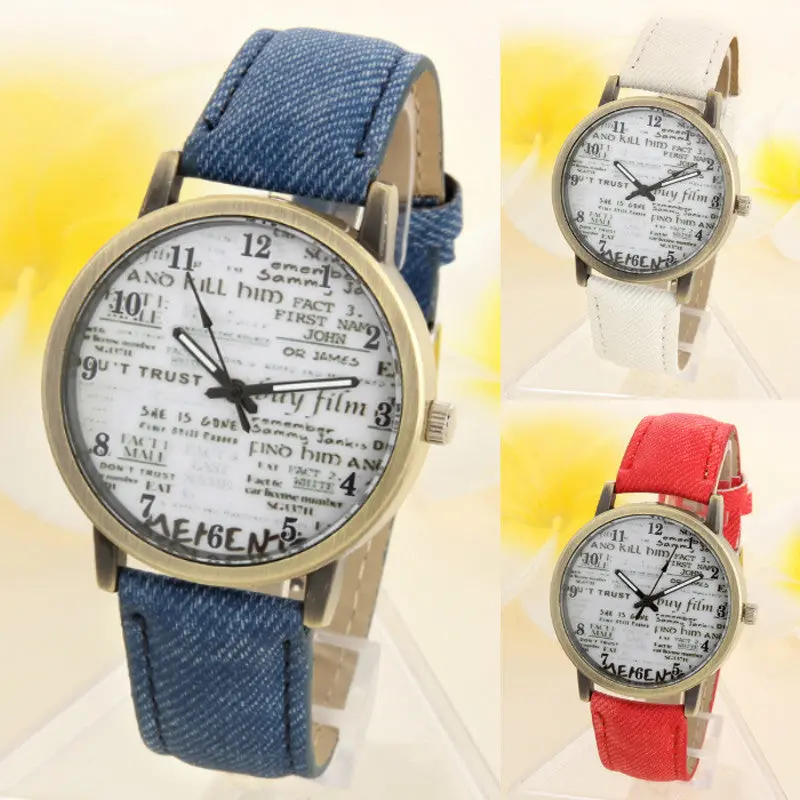 S Paper Print Watch Women Men Unique Style Watches Leather Analog Quartz Clock Steel Top Relogio 3