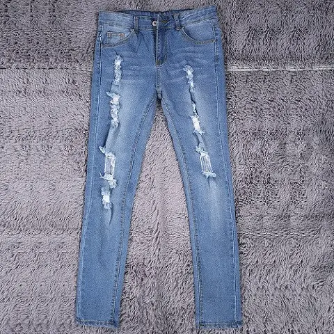 S Sexy High Waist Skinny Jeansripped Denim Pants 1
