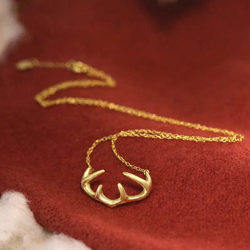 S Silhoutte Antler Pendant Necklaces Horn Animal Woodland Necklaces Christmas Gifts 10Pcs-N167 1