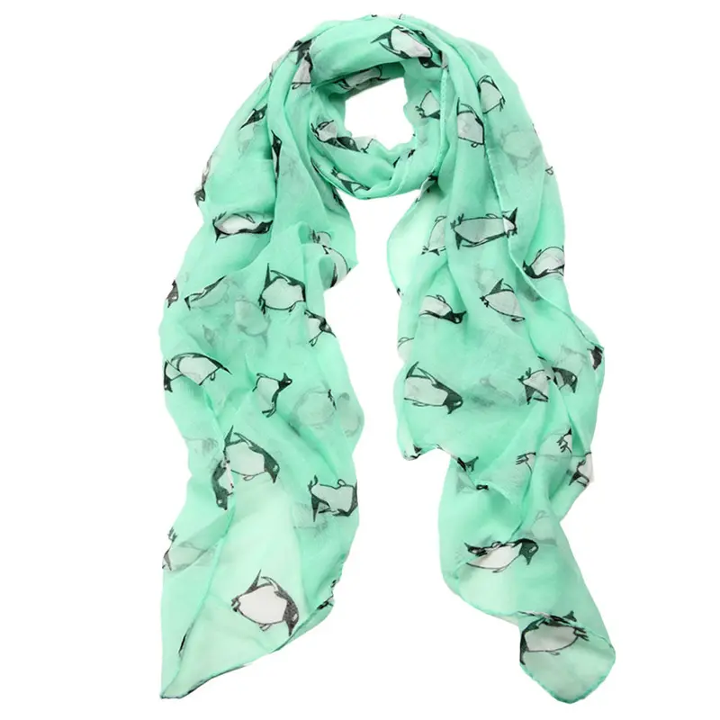 S Soft Cosy Silk Scarf Women Penguin Print Shawl Rectangle Scarf Scarves Bufandas Bufanda De Invierno 1