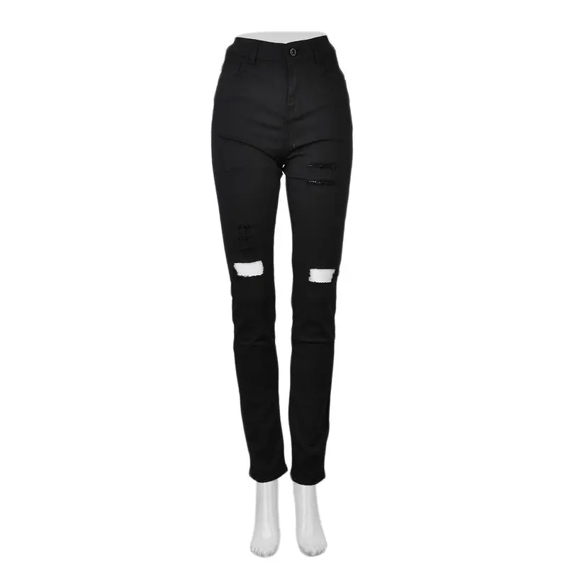 S Stylish Trendy Ladies Cotton Denim Pants Stretch High Waistelastic Slim Ripped Skinny Jeans Denim Jeans 1