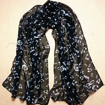 S Women Scarf Lady Musical Note Chiffon Neck Scarf Shawl Muffler Scarves Bufandas Luxury Scarf Woman 1