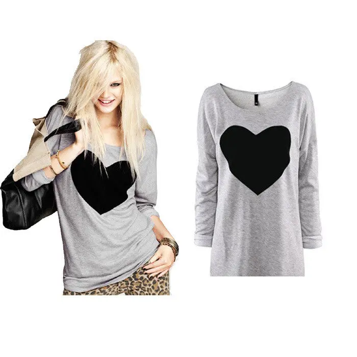 S Xl Women Love Heart Printed Half Sleeved Round Neck Casual Shirt Teast 1