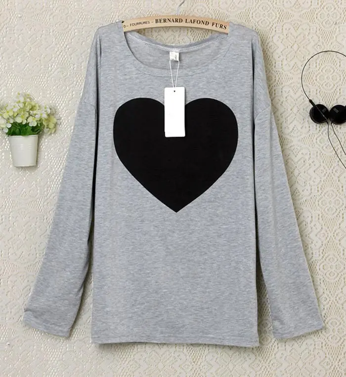 S Xl Women Love Heart Printed Half Sleeved Round Neck Casual Shirt Teast 3