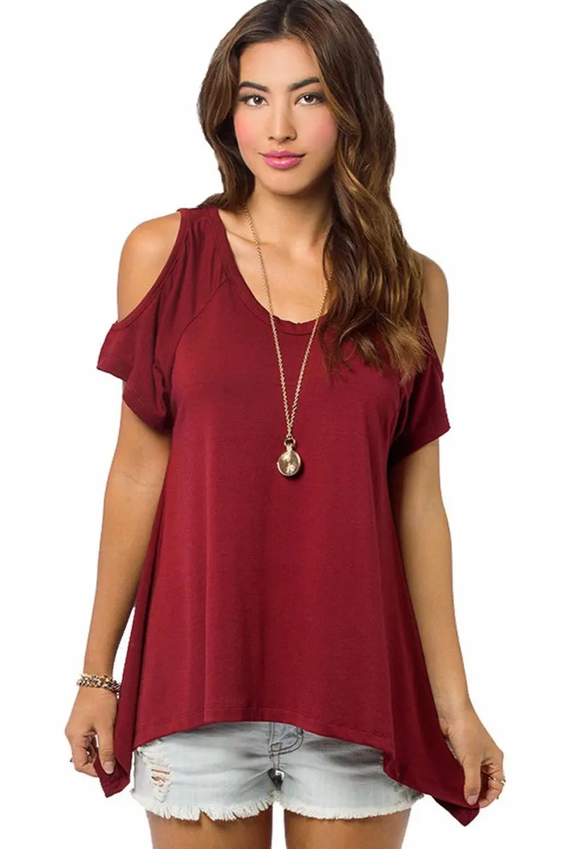 S-Xxl Black Off The Shoulder Tops For Casual T Shirt Plus Size Hollow Out Large Size Loose 10