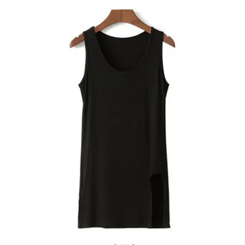 S-Xxl Oversized Tops For Women Modal Casual Long Tank Top T Shirt Women Split Tee Shirt Big Size Slim T Shirts 1