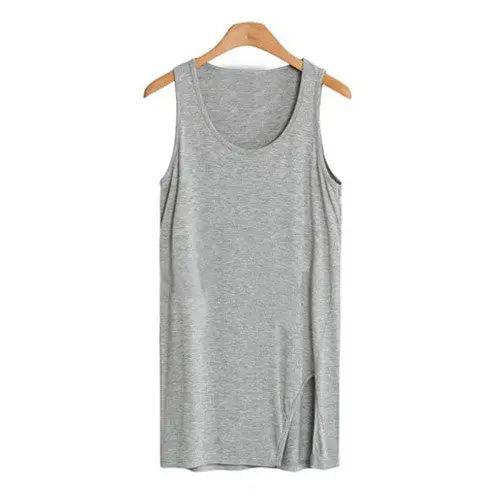 S-Xxl Oversized Tops For Women Modal Casual Long Tank Top T Shirt Women Split Tee Shirt Big Size Slim T Shirts 11