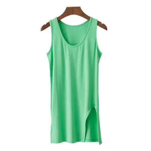 S-Xxl Oversized Tops For Women Modal Casual Long Tank Top T Shirt Women Split Tee Shirt Big Size Slim T Shirts 6