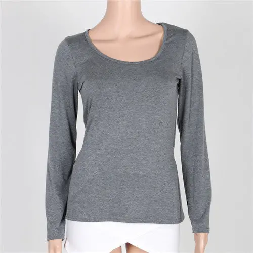 S-Xxl Plus Size T Shirt For Women Long Sleeve Back Open Women's T Shirt Cotton Slim Casual Tops Tee Solid Shirts Women Clothing 1