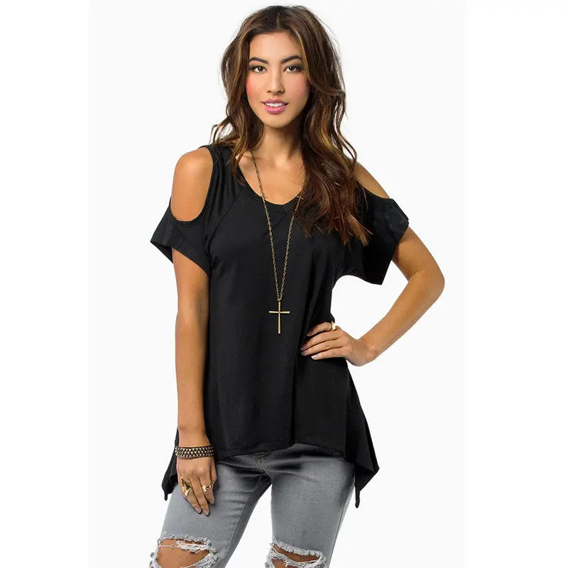 S-Xxl Plus Size Women Clothing Sexy Off Shoulder T-Shirt Women V Neck Women Tops Cotton Tee Shirt Femme Short Sleeve T Shirt 1