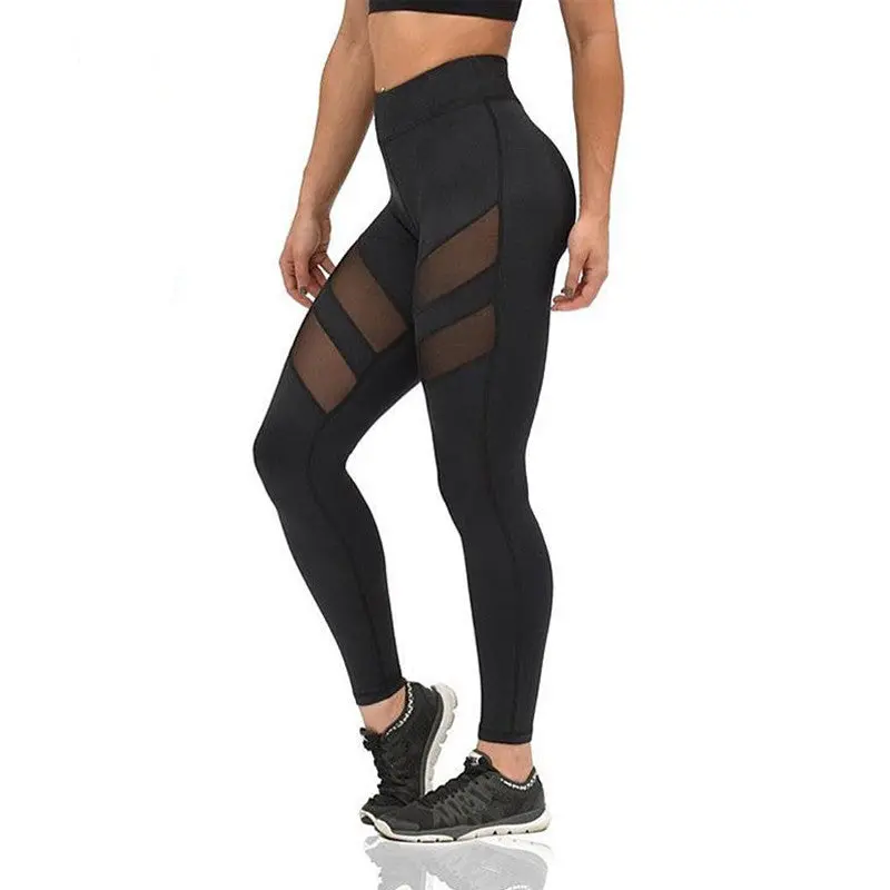 S-Xxl Sexy Mesh Patchwork Fitness Legging Stretch High Waist Leggings Women Black Skinny Sports Gym Legging 3