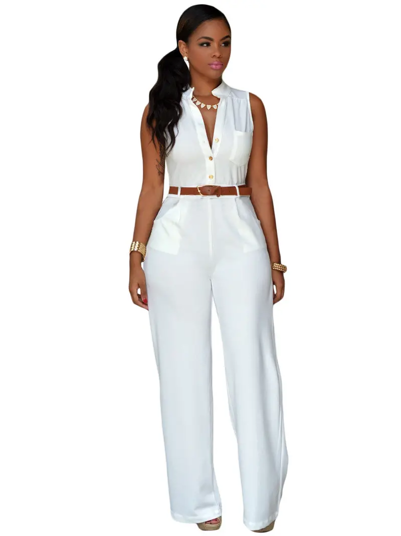 S-Xxl White Plus Size Jumpsuits And Rompers For Sleeveless Elegant Jumpsuit Long Pants Party Casual Full Bodysuits 1