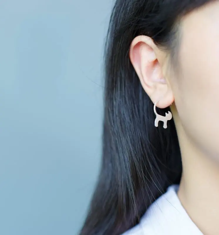 S925 Sterling Silver Cute Spirit Long Tail Cat Stud Earrings Lovely Cat Long Tail Earring Jewelry Gift Syed041 1