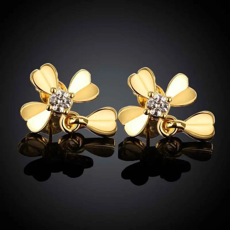 Sale 18K Gold Plated Earring Clover Stud Cufflinks Wedding 1