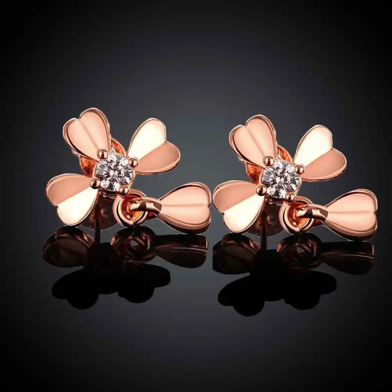Sale 18K Gold Plated Earring Clover Stud Cufflinks Wedding 2