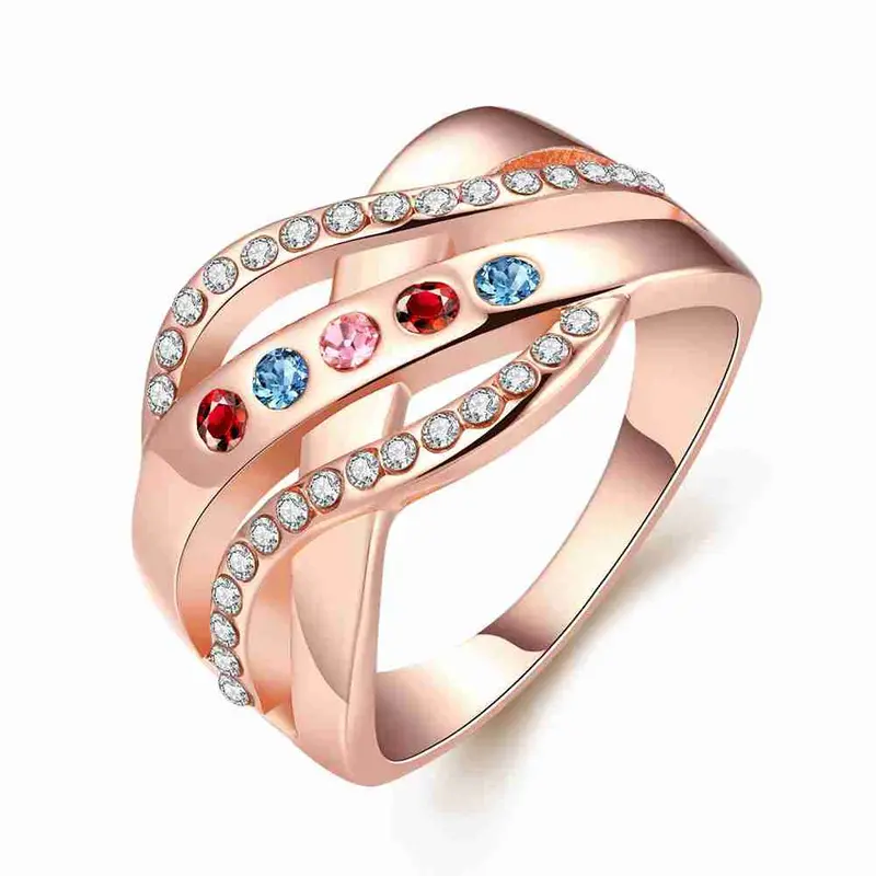 Sale 18K Gold Plated Rings For Men Cross Pattern Inlaid Crystal Opal Jewelry European Style 1
