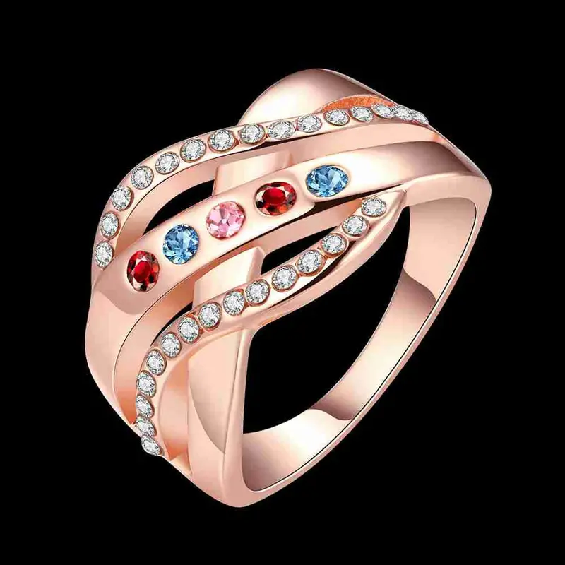 Sale 18K Gold Plated Rings For Men Cross Pattern Inlaid Crystal Opal Jewelry European Style 2