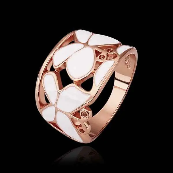 Sale 18K Gold Plated Rings For Men Rose Wihte Flower Anel Feminino Joias 523 1