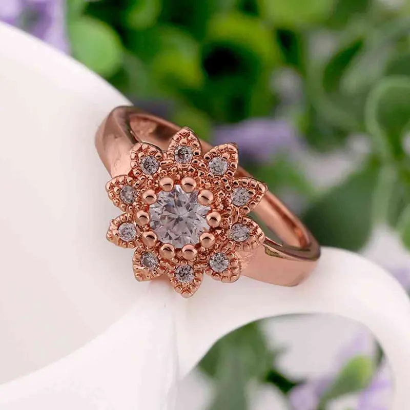 Sale 18K Gold Plating Rings White Flower Rose Color Anillos Bear Jewerly Accessories225 6