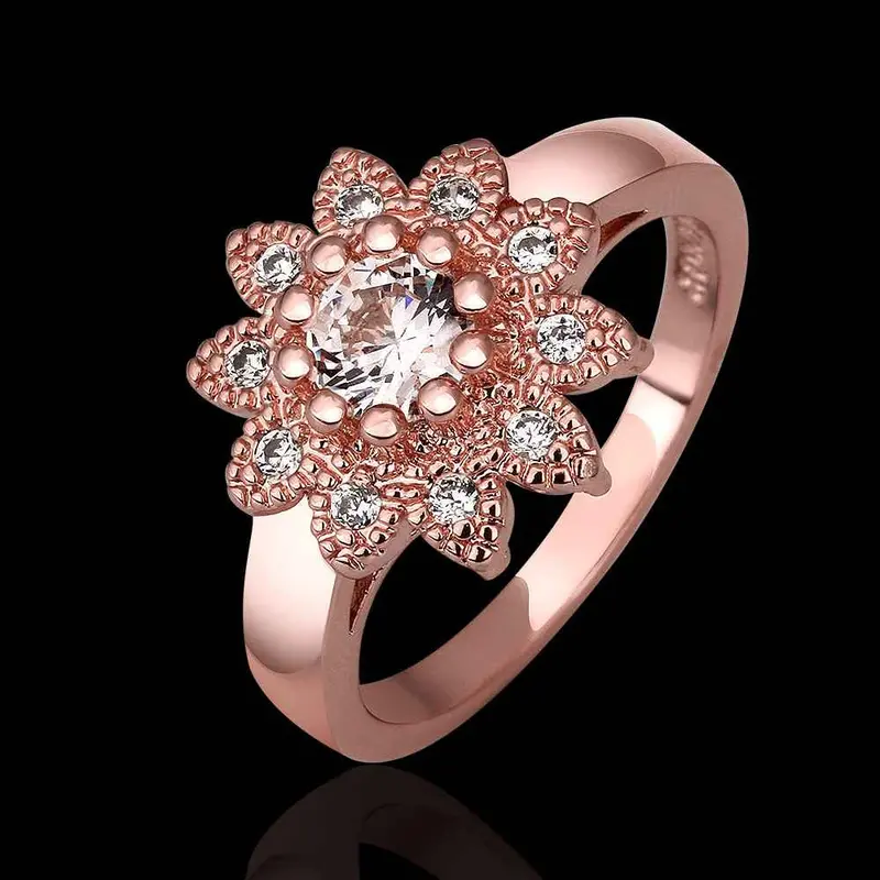 Sale 18K Gold Plating Rings White Flower Rose Color Anillos Bear Jewerly Accessories225 8