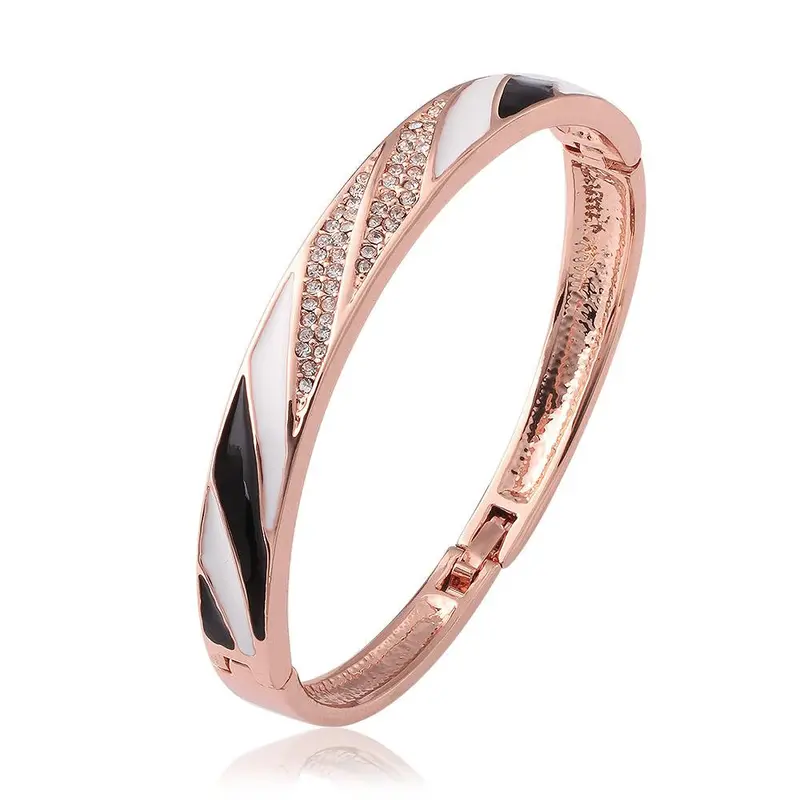 Sale Austrian Crystal Charms Bangle Diagonal Lines Women Bracelet Joias Hbz  6 1