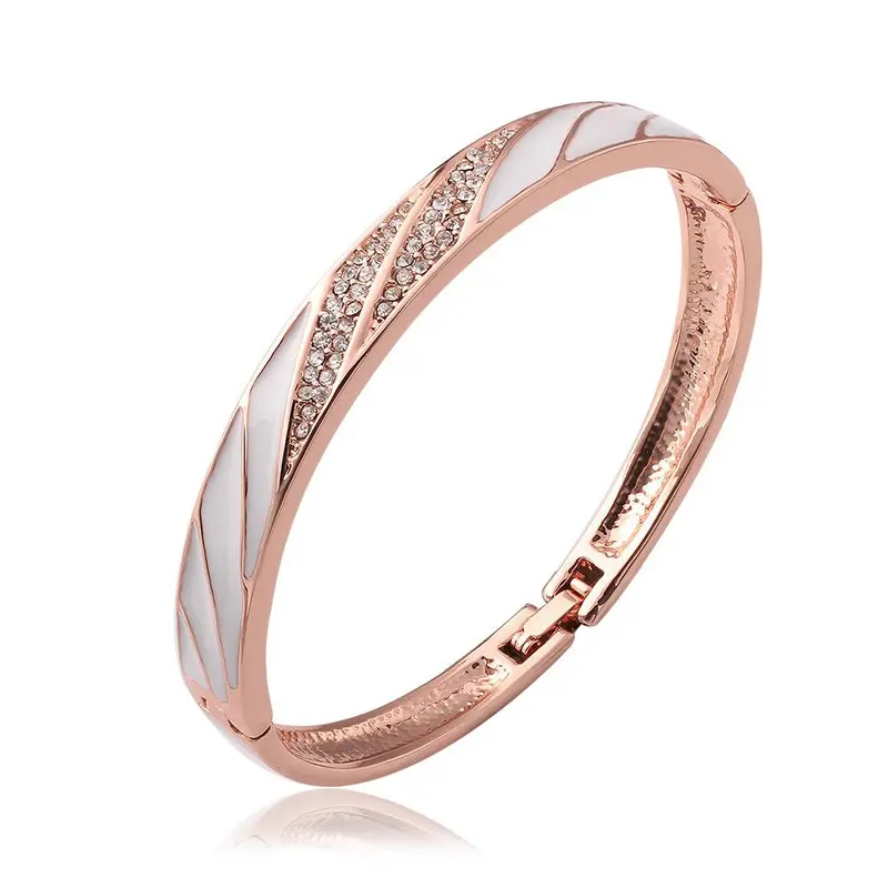 Sale Austrian Crystal Charms Bangle Diagonal Lines Women Bracelet Joias Hbz 6 2