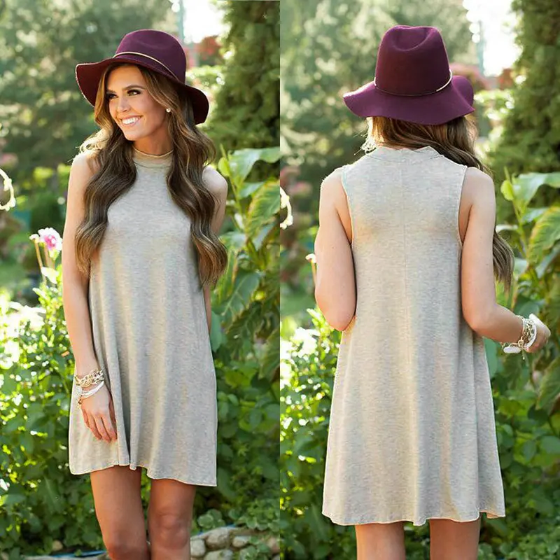 Sale Dress Women Casual Sleeveless Cotton Black Short Mini Dress Dresses Big Sizes Plus Size Women Clothing Feida 5