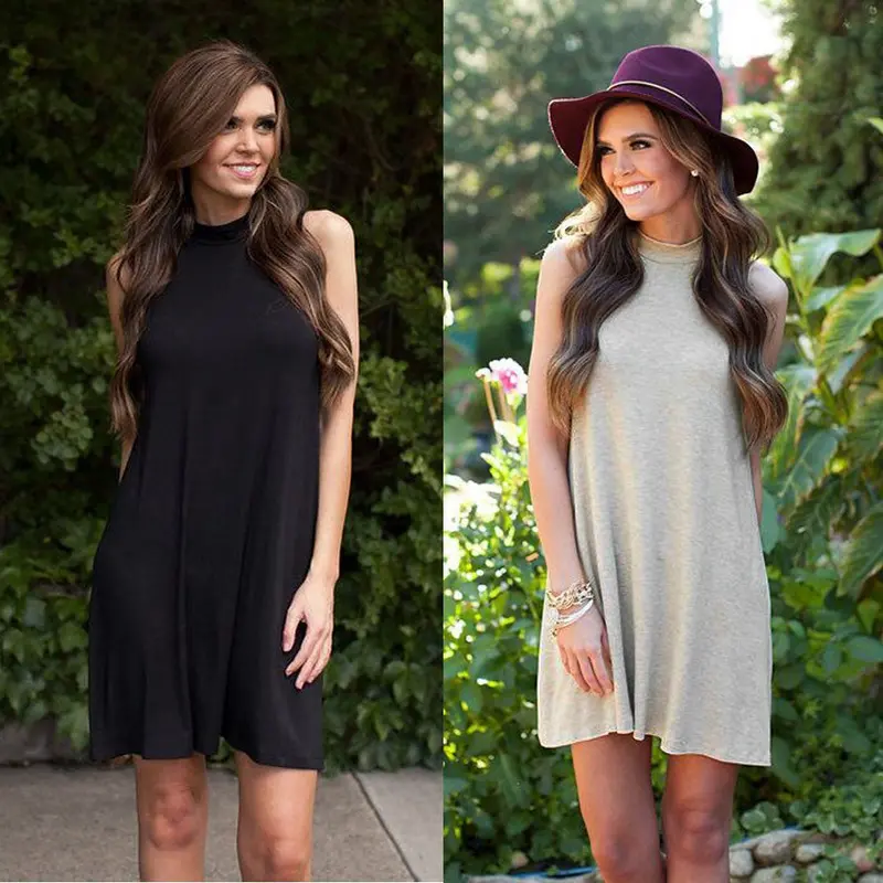 Sale Dress Women Casual Sleeveless Cotton Black Short Mini Dress Dresses Big Sizes Plus Size Women Clothing Feida 5