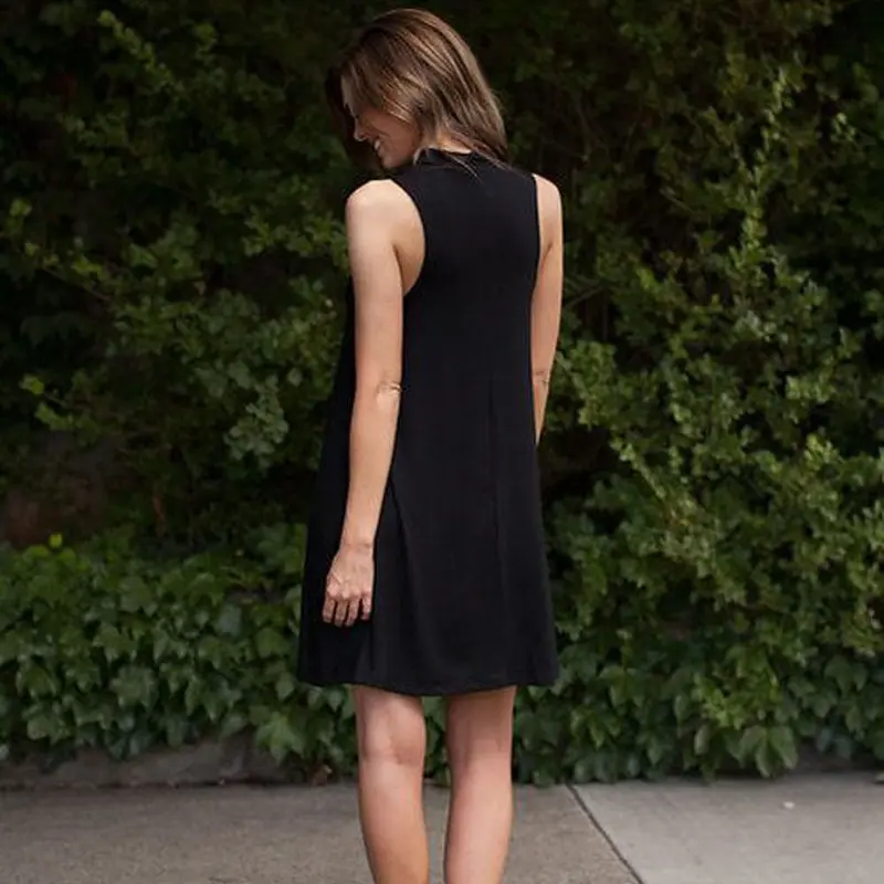 Sale Dress Women Casual Sleeveless Cotton Black Short Mini Dress Dresses Big Sizes Plus Size Women Clothing Feida 8