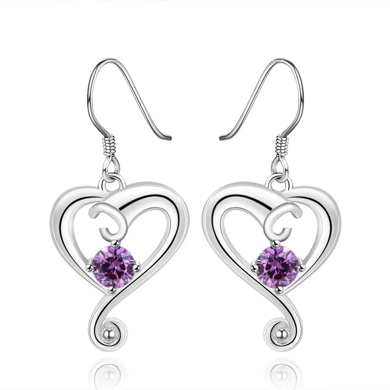 Sale Silver Earings Cloud Heart Purple Drop Cuff  19 1