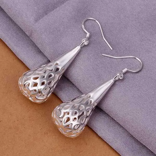 Sale Silver Plated Earing Hollow Waterdrop Drop Ear Cuff Collier Plastron 1