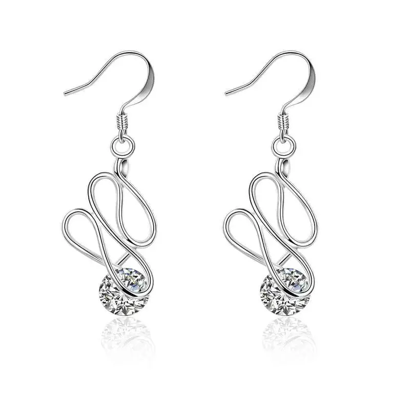 Sale Silver Plated Earing Twisted Stone Drop Pendientes Jewellery 1