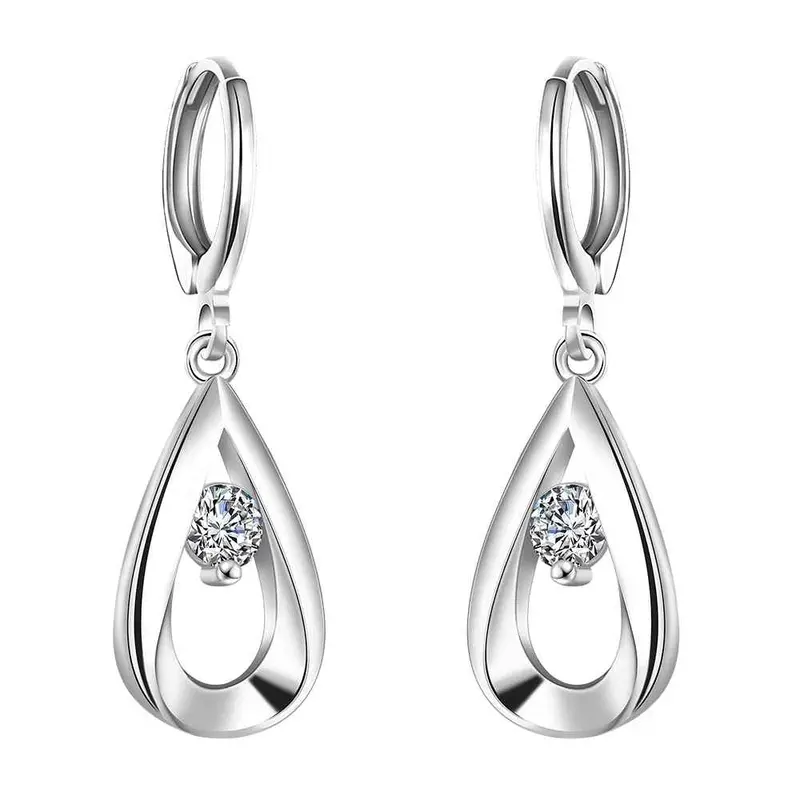 Sale Silver Plated Earings Jewelry Teardrop-Shaped Drop Brinco Bijoux Femme 1