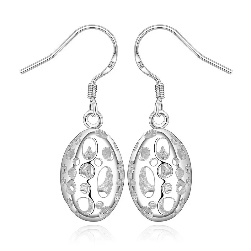Sale Silver Plated Earring Hollow Egg Shaped Drop Oorbellen Love 276 1