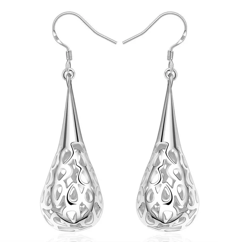 Sale Silver Plated Earring Hollow Egg Shaped Drop Oorbellen Love 276 2