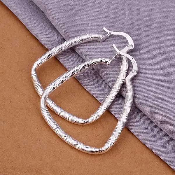 Sale Silver-Plated Earring Triangle With Scales Hoop Pendientes Bear Jewelry European Style 1