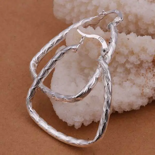 Sale Silver-Plated Earring Triangle With Scales Hoop Pendientes Bear Jewelry European Style 2