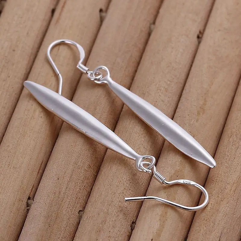 Sale Silver Plated Earrings Needle Shaped Drop Cufflinks Joias 1