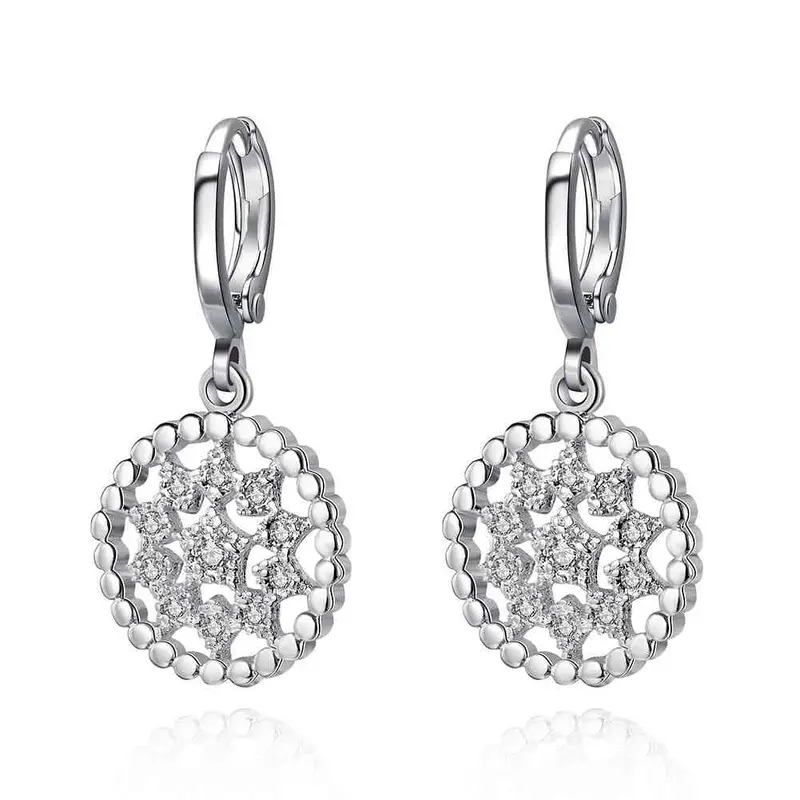 Sale Silver Plated Earrings Roud Flower Drop Brincos Joias 232 4