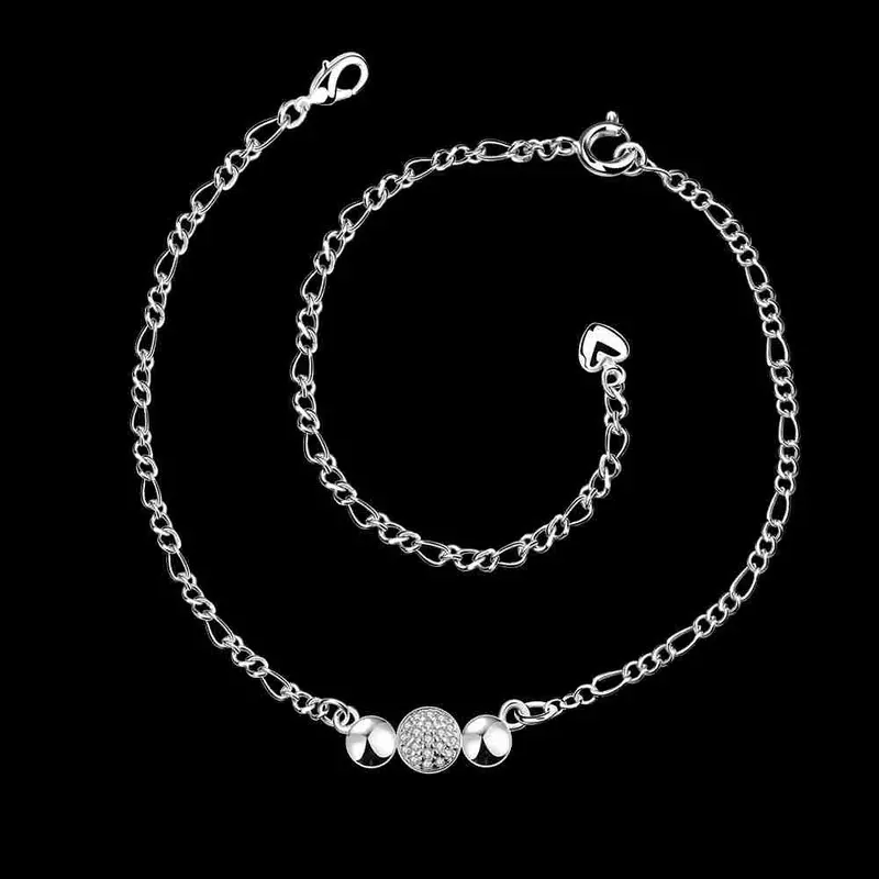 Sale Silver Plated Jewelry Anklets Beads Connected Ankle Bracelet Men Jewelry 2