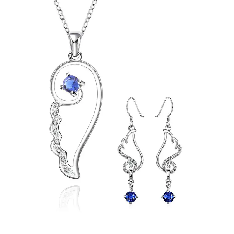 Sale Silver Plated Jewelry Sets Give A Blue Wing To Fly N+E African Jewelry Set Elegant 11 1