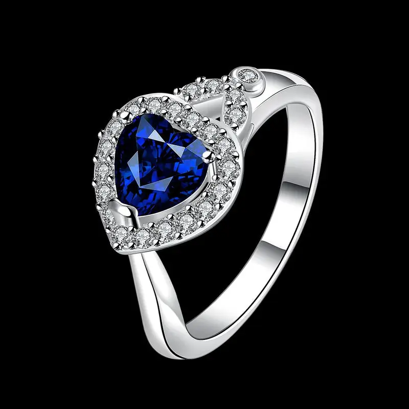 Sale Silver Plated Wedding Ring Strawberry Blue Anel Masculino Diy335 11