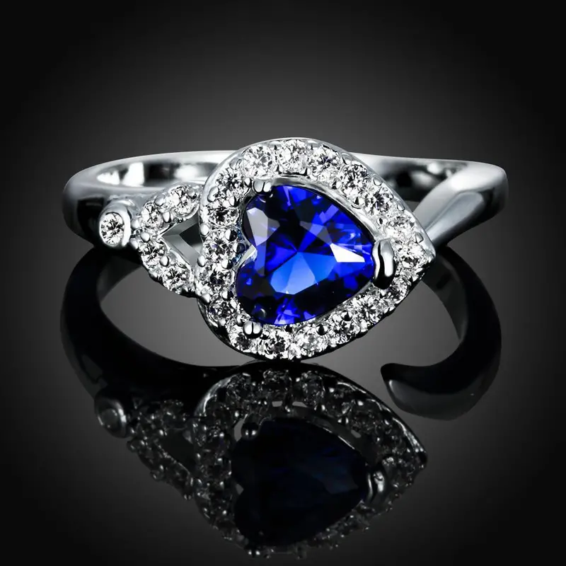 Sale Silver Plated Wedding Ring Strawberry Blue Anel Masculino Diy335 12