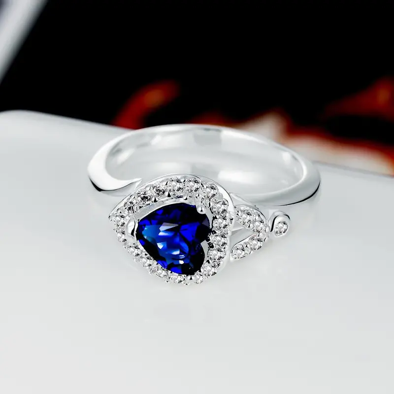 Sale Silver Plated Wedding Ring Strawberry Blue Anel Masculino Diy335 13