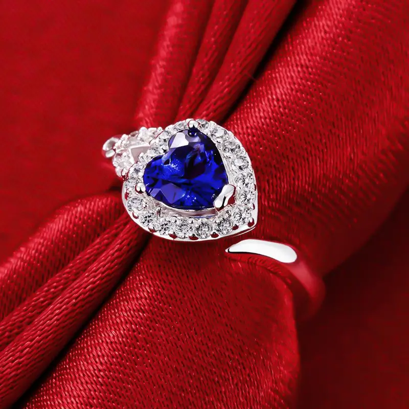 Sale Silver Plated Wedding Ring Strawberry Blue Anel Masculino Diy335 14