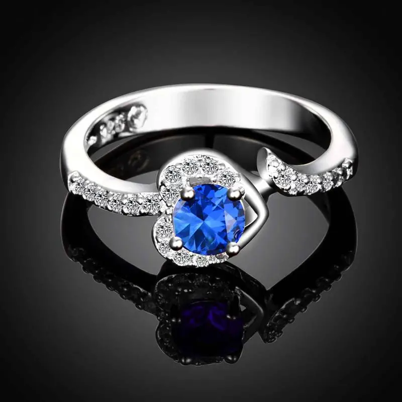Sale Silver Plated Wedding Ring Strawberry Blue Anel Masculino Diy335 3