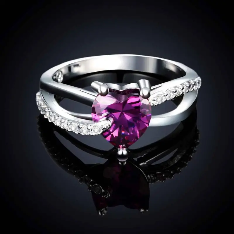 Sale Silver Plated Wedding Ring Strawberry Blue Anel Masculino Diy335 6