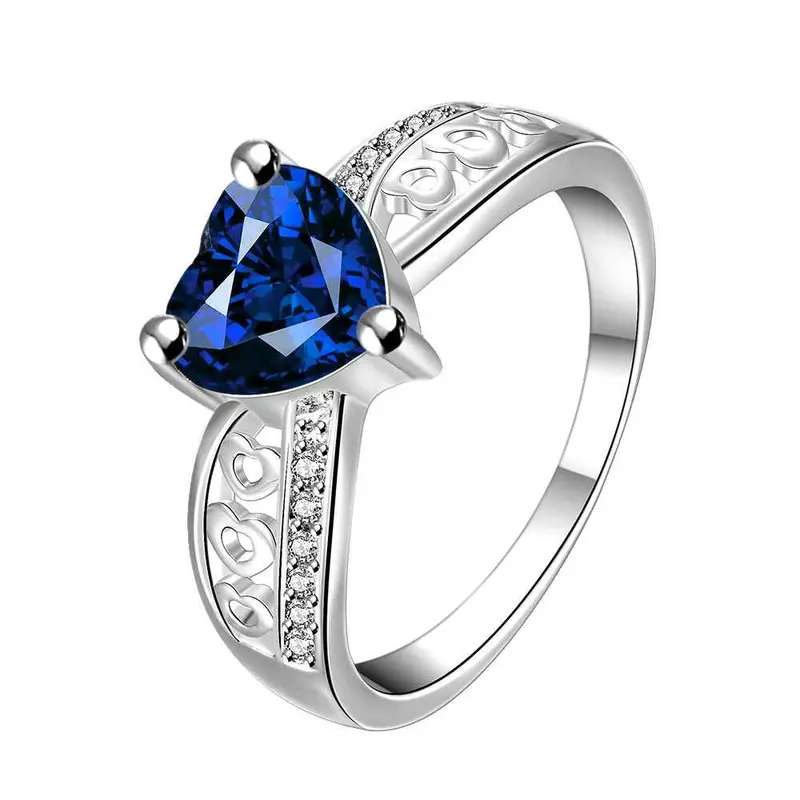 Sale Silver Plated Wedding Ring Strawberry Blue Anel Masculino Diy335 8